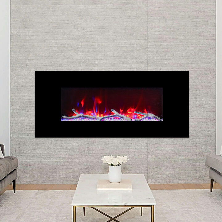 MONDAWE 42" Wall-Mounted Electric Fireplace 5120 BTU Heater with Bluetooth Speaker & Remote Control Adjustable Flame Color & Temperature Setting