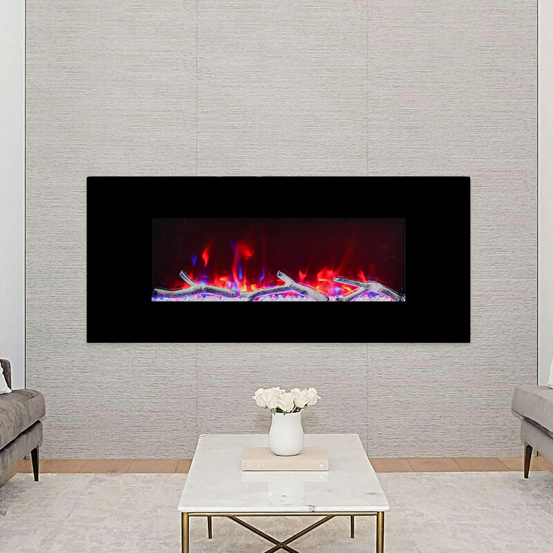 MONDAWE 42" Wall-Mounted Electric Fireplace 5120 BTU Heater with Bluetooth Speaker & Remote Control Adjustable Flame Color & Temperature Setting