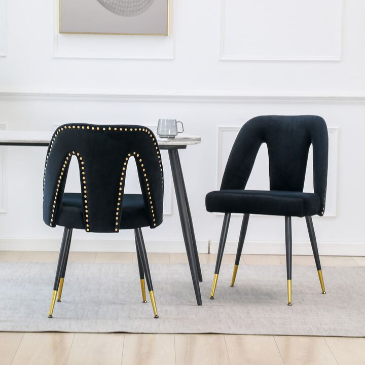Hivvago 2 pcs Modern Contemporary Velvet Upholstered Dining Chair with Nailheads