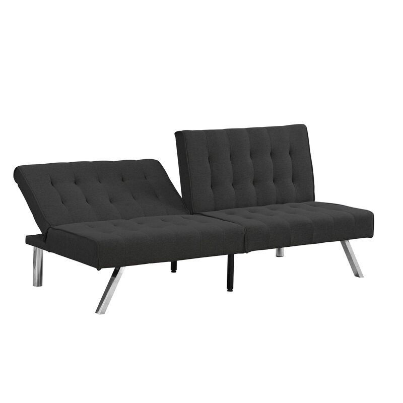 Wood Frame, Stainless Leg, Futon, Sofa Bed Black