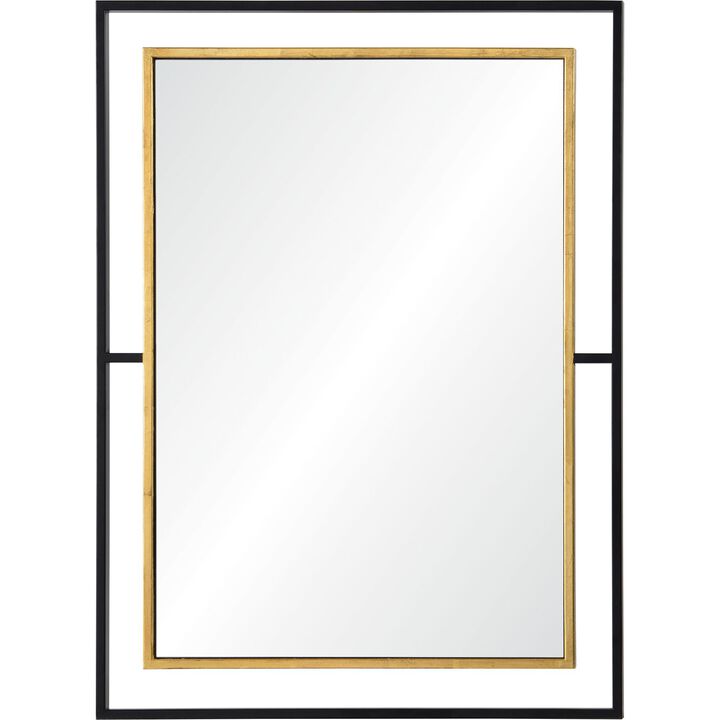 38" Black and Gold Framed Rectangular Wall Mirror