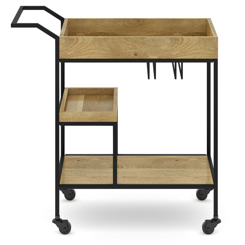 Simpli Home Barnes Solid Mango Wood 29 Inch Bar Cart In Natural