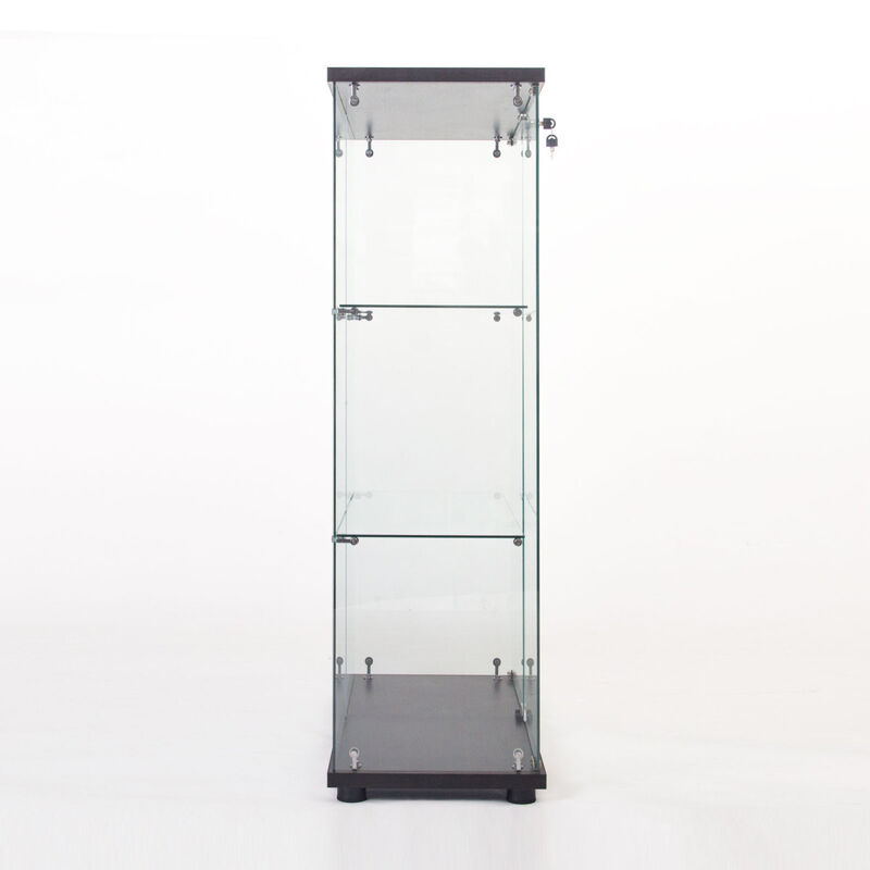 Two Door Glass Cabinet Glass Display Cabinet With 3 Shelves