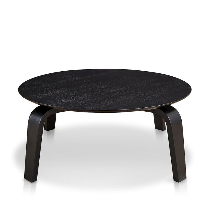 Omax Decor Mod Round Shape Mid-Century Wood Coffee Table in Black