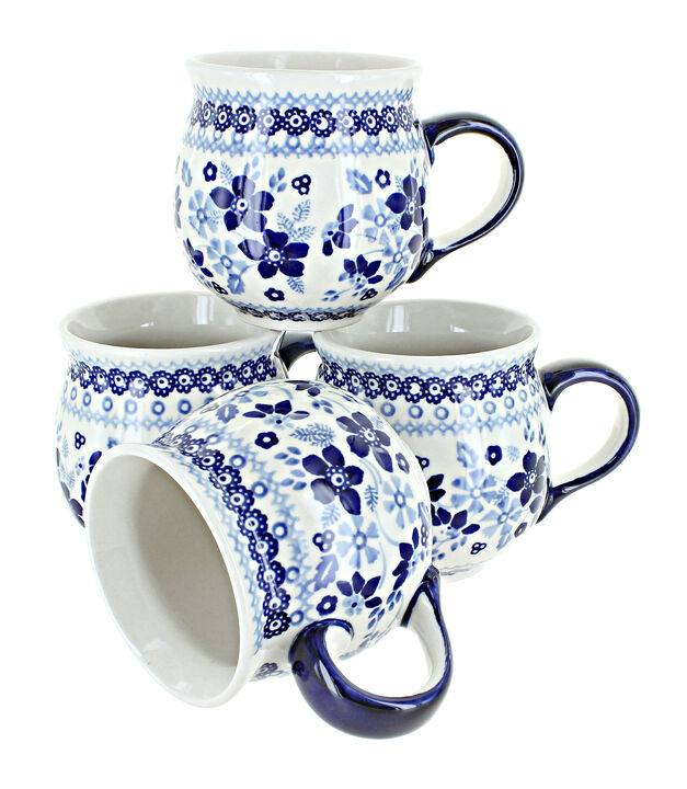 Blue Rose Polish Pottery Halsey 4 Piece Bubble Mug Set