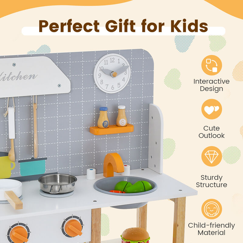 Toddler Pretend Kitchen Set with Cookware Accessories Fun Toy for Boys and Girls