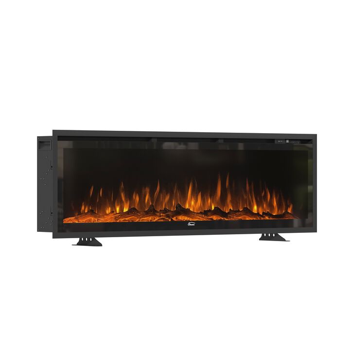 60 in. Recessed Wall-Mounted Freestanding Multifunction Electric Fireplace