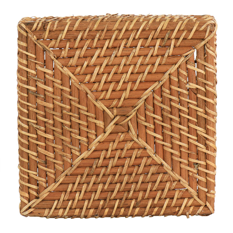 Martha Stewart 8 Inch Rattan Woven Four Section Flatware Caddy in Brown