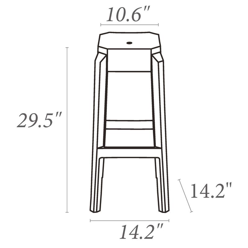 29.5" Black Transparent Outdoor Patio Solid Bar Stool