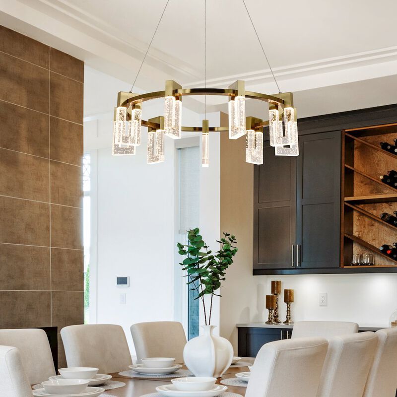 VONN Lighting 9-Light Pendant Lighting Height Adjustable Integrated LED Circular Chandelier