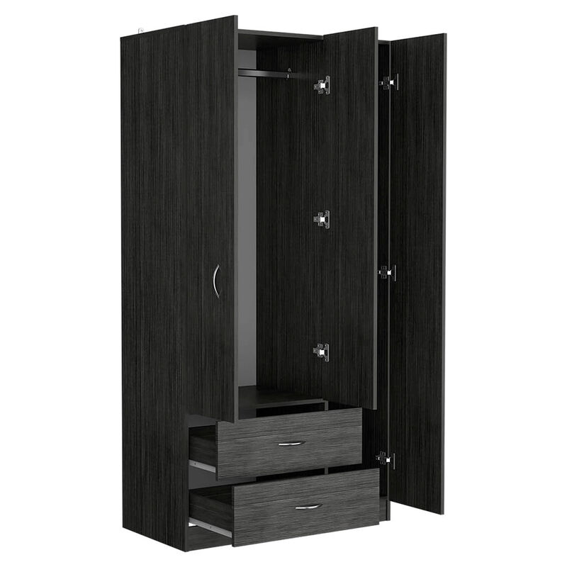 Three Door Armoire Clark, Bedroom, Smoky Oak / White