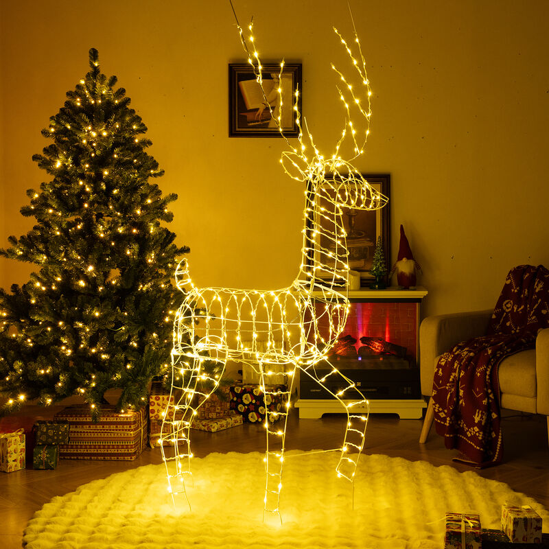 Pre-Lit Christmas Reindeer with 300 Warm White LED Lights and Zip Ties