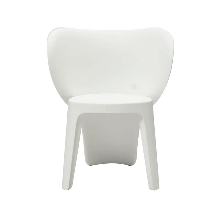 Fyna 16 Inch Kids Chair with Curved Back, Elephant Trunk Design, White - Benzara