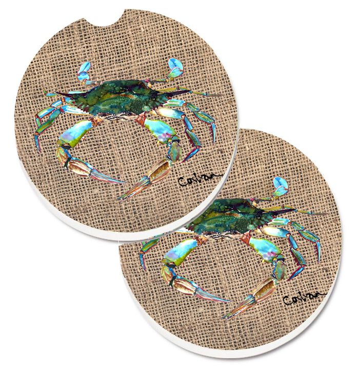 Caroline's Treasures Crab Set of 2 Cup Holder Car Coasters 8731CARC, 2.56, Multicolor