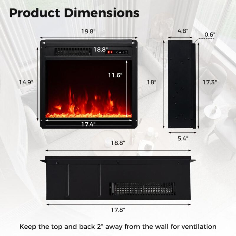 Hivvago 18 Inch Electric Fireplace Insert Fireplace Heater with Overheat Protection