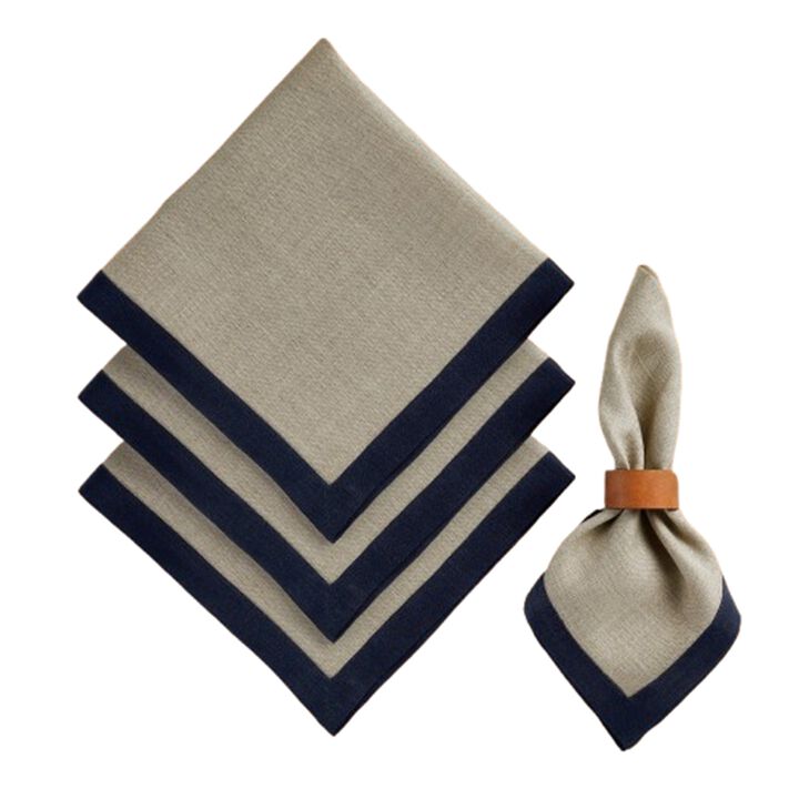 Solino Home 100% Pure Linen Cloth Napkins 20 x 20 Inch Set of 4 | Classic Dinner Napkins