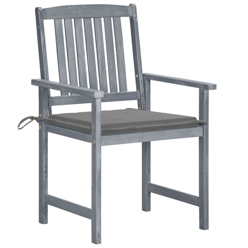 vidaXL Patio Chairs with Cushions 6 pcs Solid Acacia Wood Gray