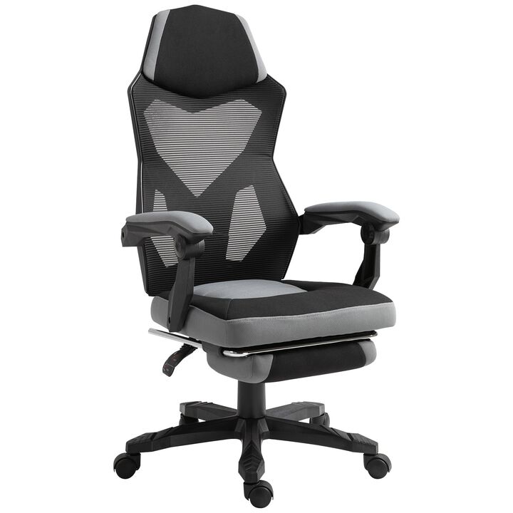 Grey Ergonomic Task Chair: Mesh Office Chair with Adjustable Footrest
