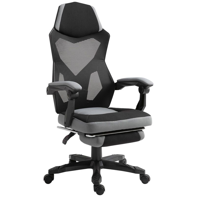 Grey Ergonomic Task Chair: Mesh Office Chair with Adjustable Footrest
