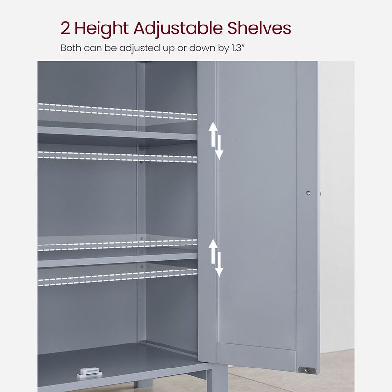 Bathroom Floor Storage Cabinet with Double Door Adjustable Shelf