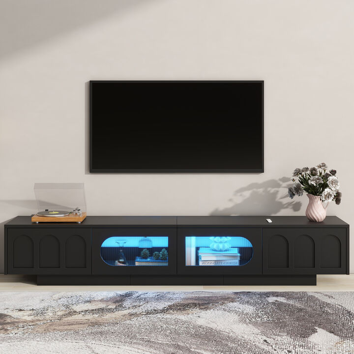 Merax Media Console with Arched Cabinet TV Stand