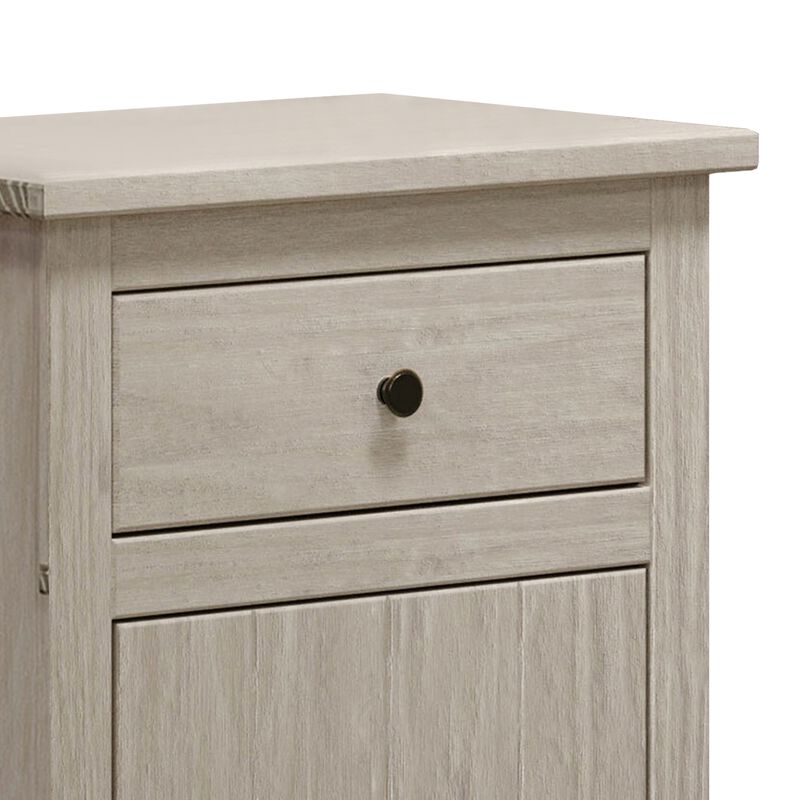 Stav Nightstand, 1 Drawer and Door, 25 Inch, Plank Style, White Solid Wood