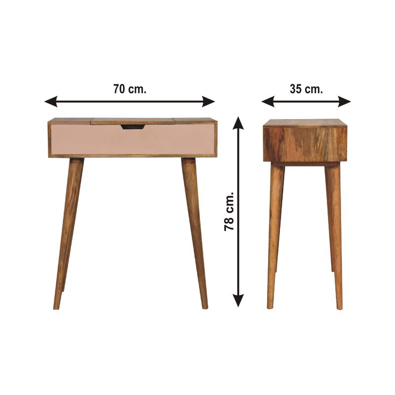 Mini Pink Dressing  Solid  Oak-ish Wood Table