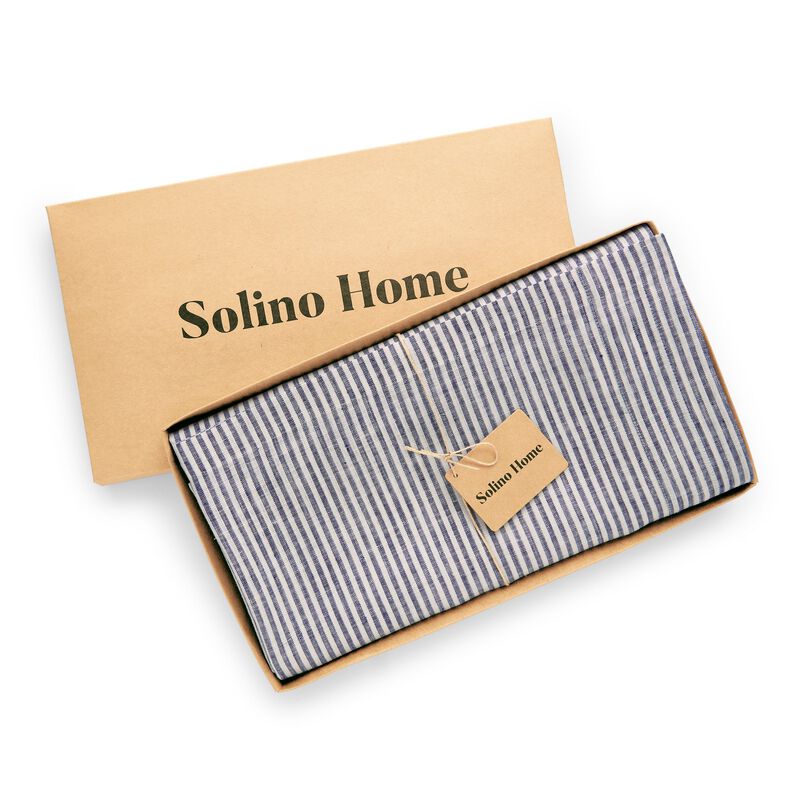 Solino Home 100% Pure Linen Tablecloth | Narrow Stripe