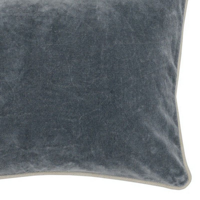 Rectangular Throw Pillow with Cotton Cover, Gray-Benzara