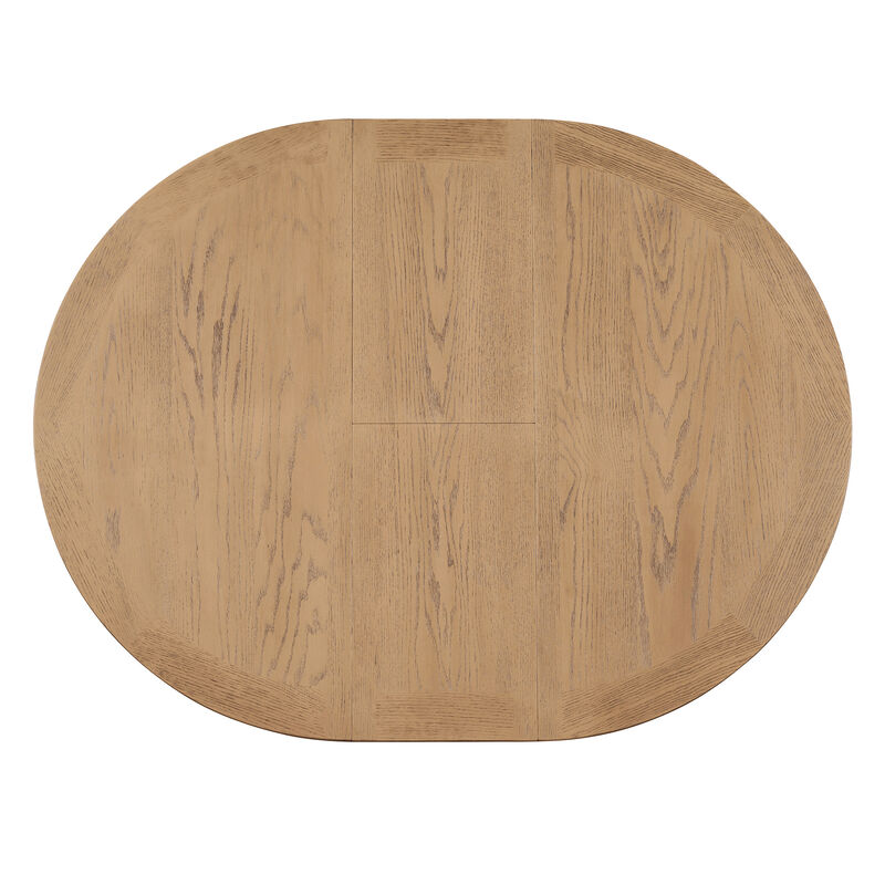 Gewnee  Retro Functional Extendable Dining Table with a 12" Leaf for Dining Room and Living Room (Oak Natural Wood + Off White)