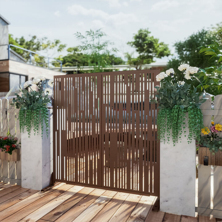 47in. W x 72in. H  Garden Fence Outdoor Privacy Screen  in Brown