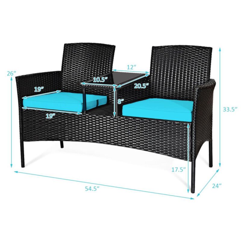 Hivvago Wicker Patio Conversation Furniture Set with Removable Cushions and Table