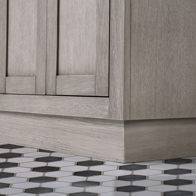 Chestnut 60 In. Double Sink Carrara White Marble Countertop Bath Vanity In Grey Oak with Oil Rubbed Bronze Hardware