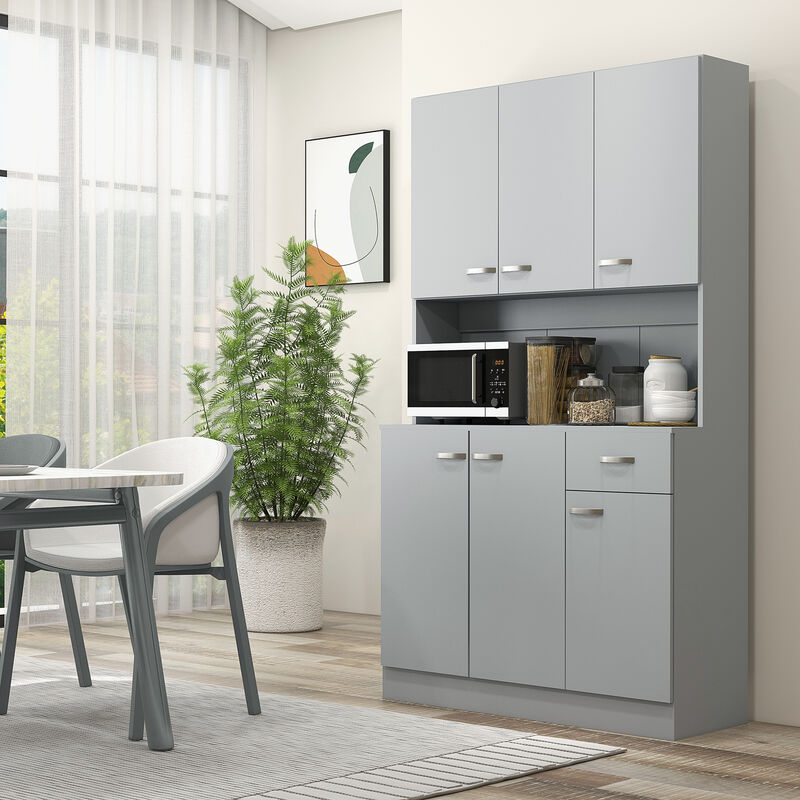 Free Standing Kitchen Cabinet Cupboard w/ Adjustable Shelving & Modern Design