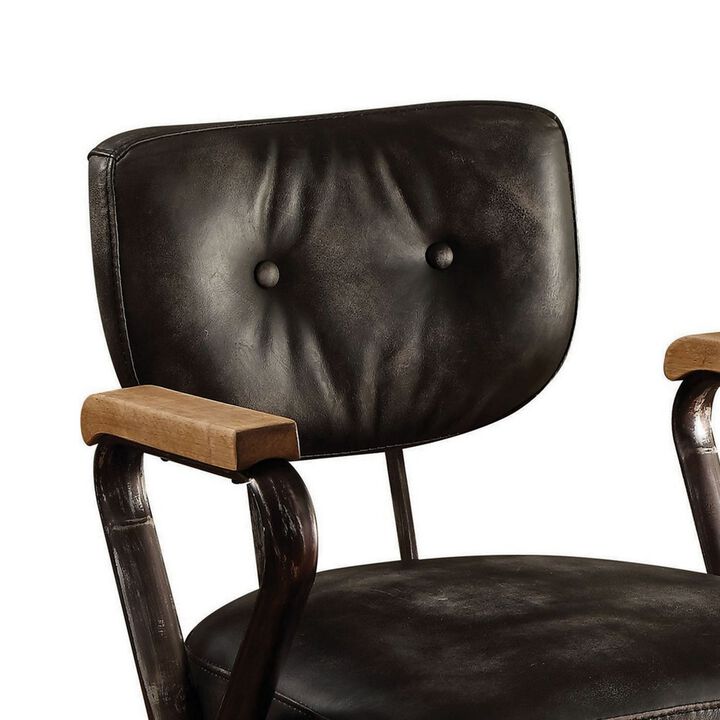 Metal & Leather Executive Office Chair, Black-Benzara