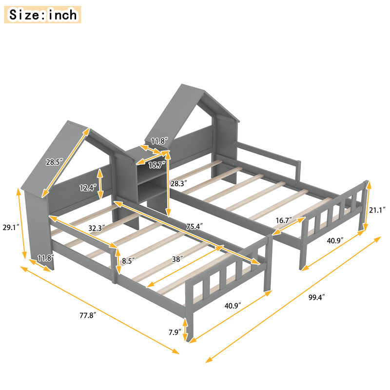 Merax Platform Bed with House-shaped Headboard