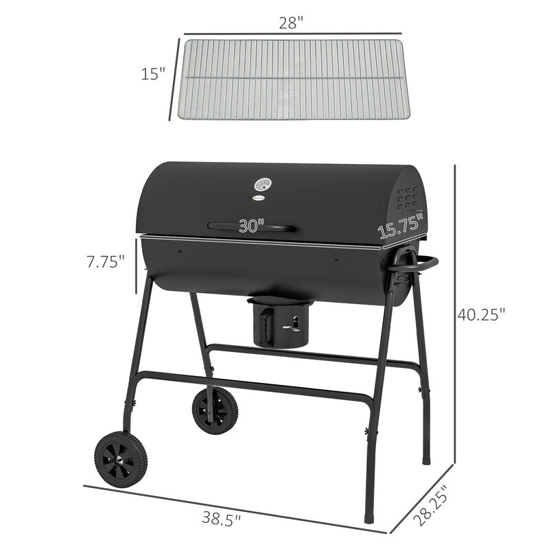Streamdale 8-Burger Charcoal Grill with Warming Rack and Thermometer