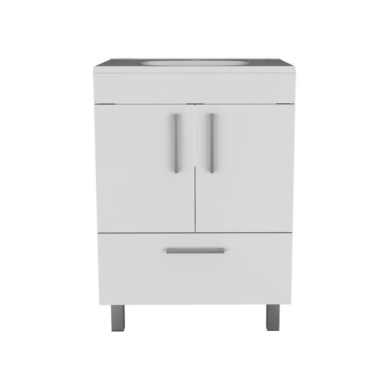 DEPOT E-SHOP Essential Single Bathroom Vanity, One Draw, Double Door Cabinet, White