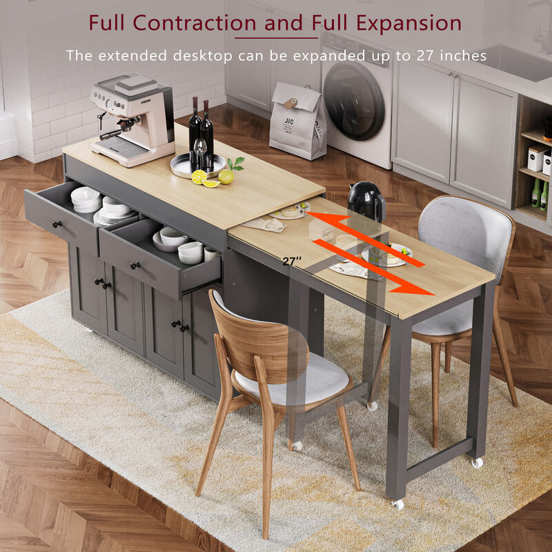 Merax Rolling Kitchen Island on Wheels with Spice Rack