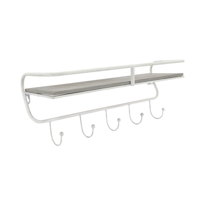 20" 5 Hook Wall Shelf