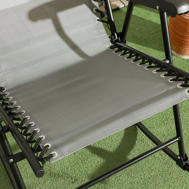 2pc Outdoor Patio Folding Rocking Chair Set Garden Rocker Chaise Lounge Mesh