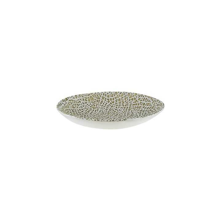 Lapya Wood 10.25" x 9.5" x h:2.5" 36 oz. Organic Decorated Porcelain Bowl