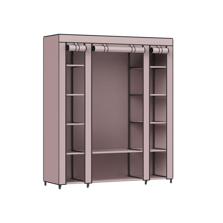 Portable Clothes Storage Solution with Shelves & Hanging Rail