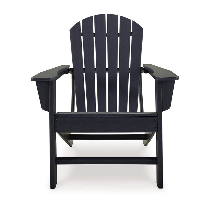 Sami 33 Inch Outdoor Chair, Slatted Design, Adirondack, Black Finish - Benzara