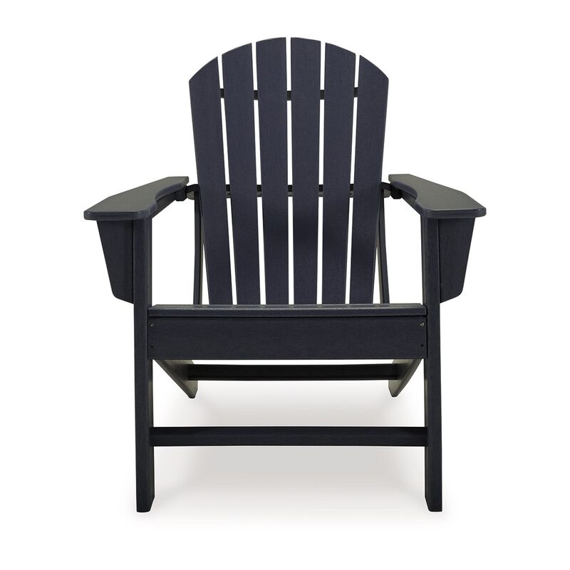 Sami 33 Inch Outdoor Chair, Slatted Design, Adirondack, Black Finish - Benzara