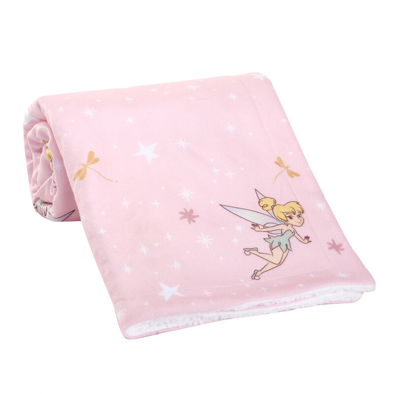 Bedtime Originals Tinker Bell Baby Blanket - Pink, White, Disney, Garden, Floral