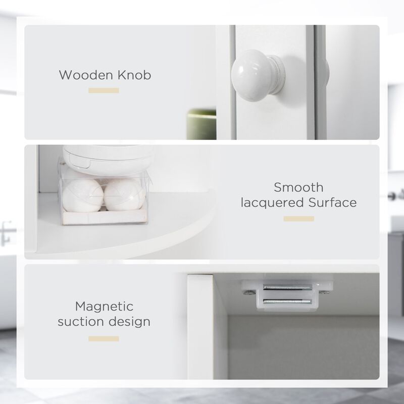 White Bathroom Organizer: Over-Sink Cabinet with Mirrored Door