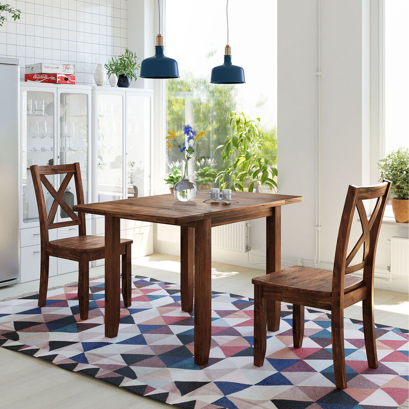 Merax 3-Piece Wood Drop Leaf Extendable Dining Table Set
