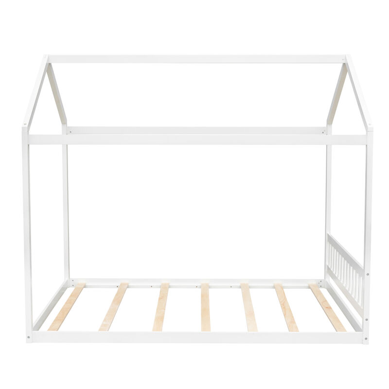 Queen Size Wooden House Bed With Headboard