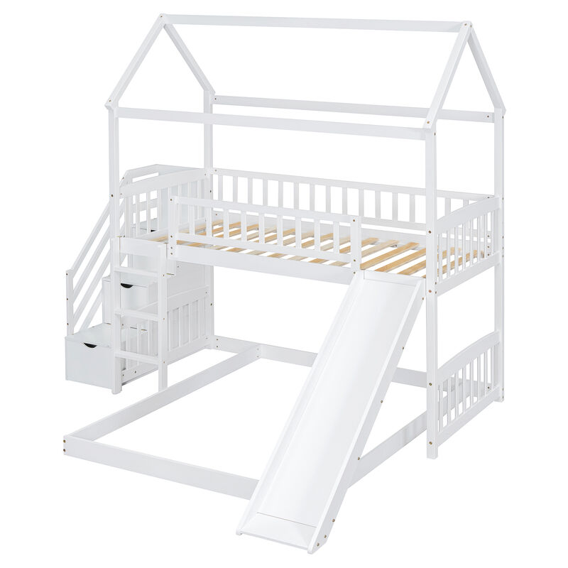 Merax Bunk Bed with Two Drawers and Slide